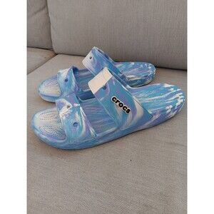 Mens CROCS Classic Marble Sandals Tie Dye 2 Strap Marbled, Purple Blue size 15